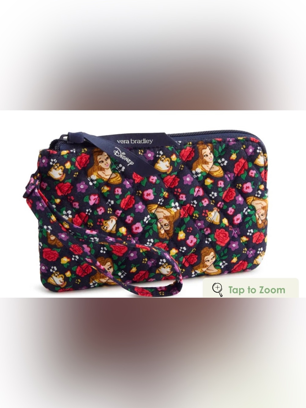 Vera Bradley x Disney Outlet Essential Zip Wristlet NWT Belle Floral. B - Picture 7 of 9